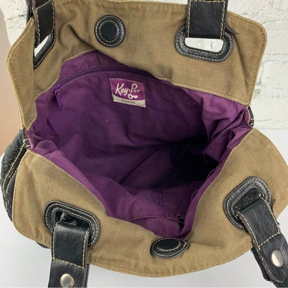 Fossil Quilted Floral Canvas Key Per Shoulder Purse - Picture 12 of 15